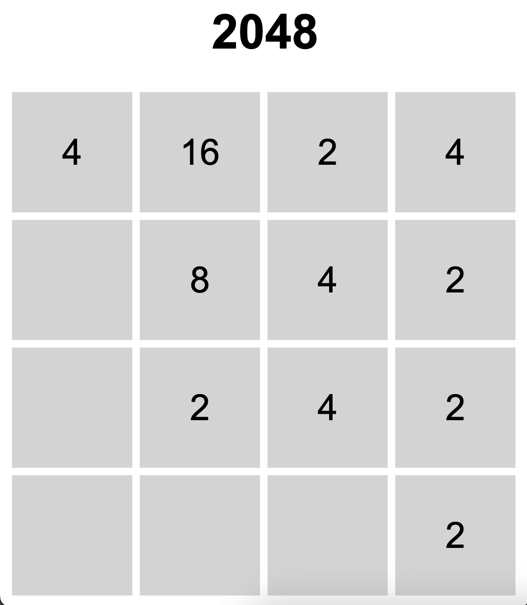 Screenshot of my 2048 Game.